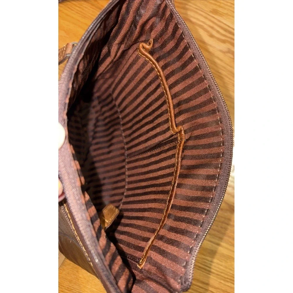 Jack Georges Voyager Brown Hand Stained‎ Buffalo Leather Crossbody Shoulder Bag